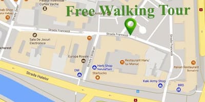 Χάρτης του βουκουρεστίου walking tour 